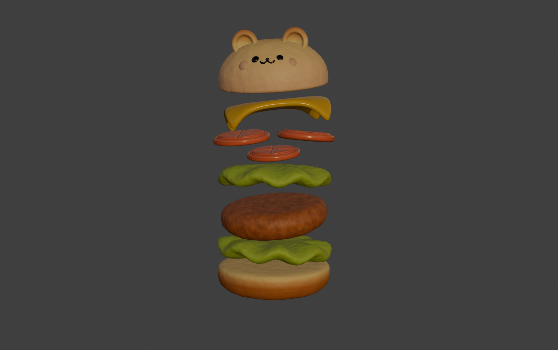 Bear Burger exploded model view
